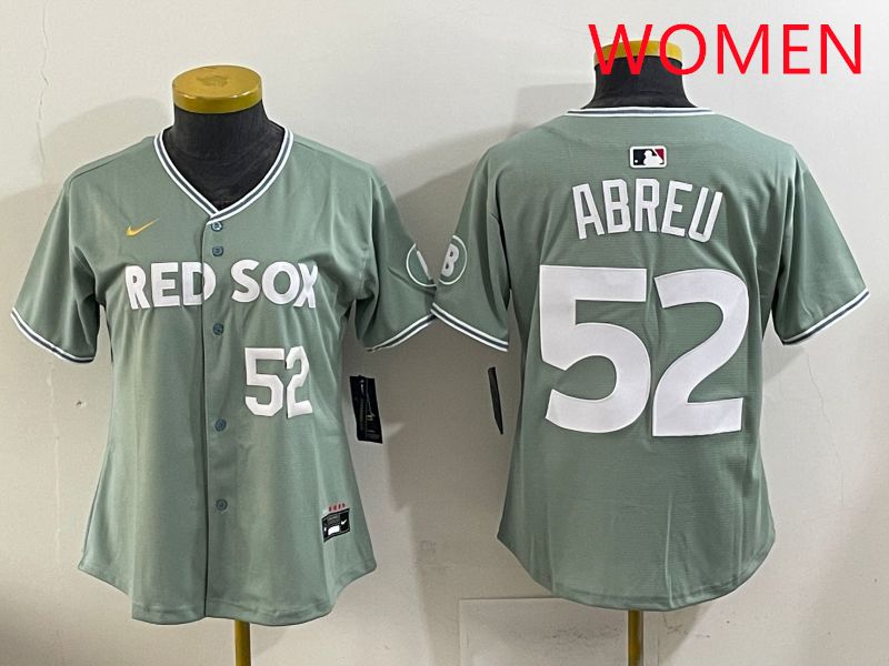 Women 2025 Boston Red Sox #52 Abreu Green Joint Name Nike MLB Jersey style 3